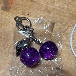 Purple Cherry Keychain